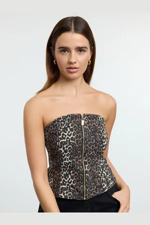 Trendyol Women Animal Printed Pure Cotton Tube Crop Top
