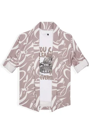 CHARCHIT Boys Typography Printed Cotton T-Shirt With Shrug