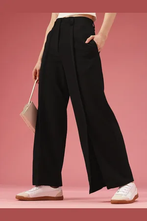 DressBerry Women Flared High-Rise Pleated Wide Leg Korean Trousers