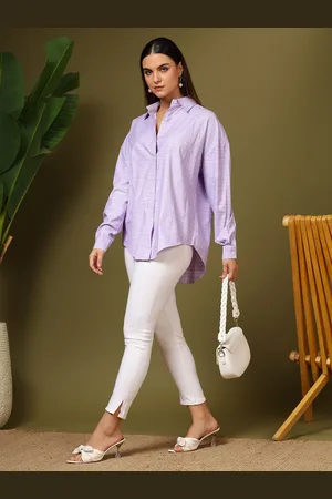 KOTTY Women Relaxed Fit Spread Collar Grid Tattersall Checked Cotton Casual Shirt