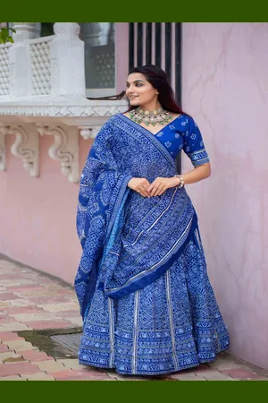 LOOKNBOOK ART Printed Semi-Stitched Lehenga & Unstitched Blouse With Dupatta