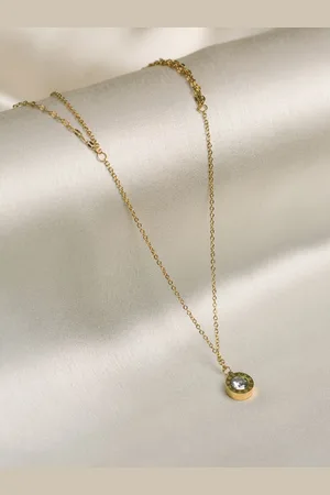 Artklim Stainless Steel Artificial Stones Studded Roman Numerals Circular Shaped Necklace