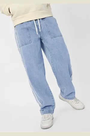 The Souled Store Denim: Sky Blue Baggy Fit Cotton Trouser