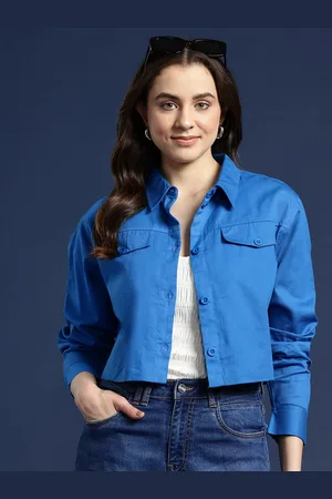 Mast & Harbour Women Pure Cotton Casual Crop Shirt