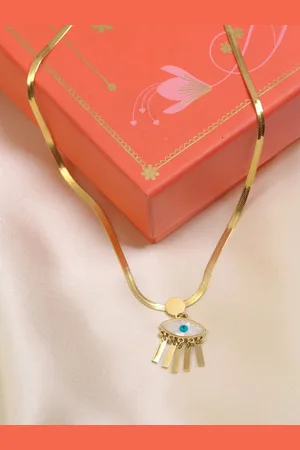 Artklim Anouk Stainless Steel Gold-Plated Evil Eye Quirky Pendant With Chain