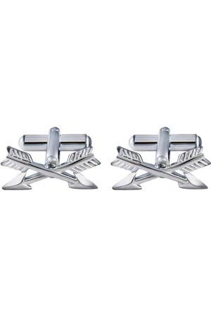 Bodha Silver-Toned & Rhodium-Plated Arrow Cufflinks