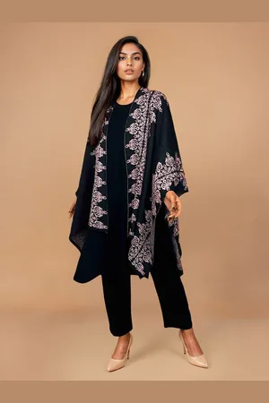 trueBrowns Women Self Design Woollen Jacquard Shrug