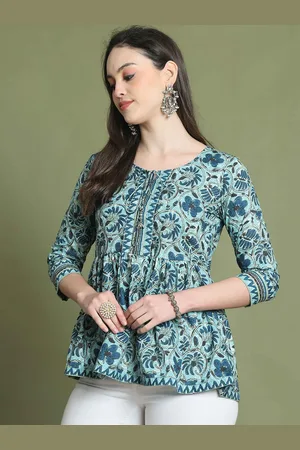Rajnandini Women Floral Printed Pure Cotton Peplum Top