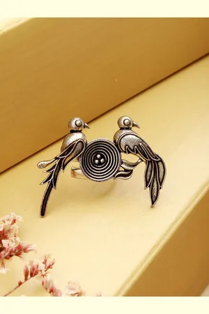 Priyaasi Silver-Plated Oxidized Finger Ring