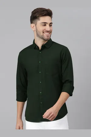 Provogue Men India Slim Spread Collar Solid Cotton Casual Shirt