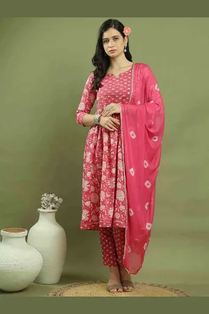 Rajnandini Floral Printed Pure Cotton A-Line Kurta With Trousers & Dupatta