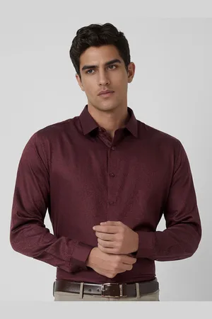 V Dot Men Slim Fit Spread Collar Abstract Printed Cotton Formal Shirt