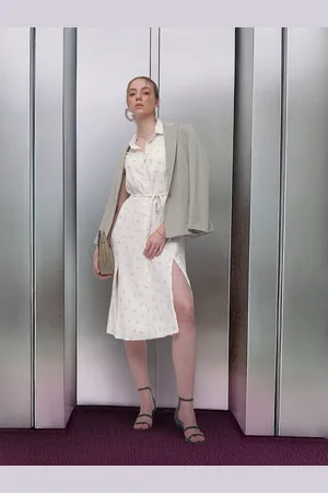 French Connection Floral Print Knitted Extended Sleeves Shirt Dress