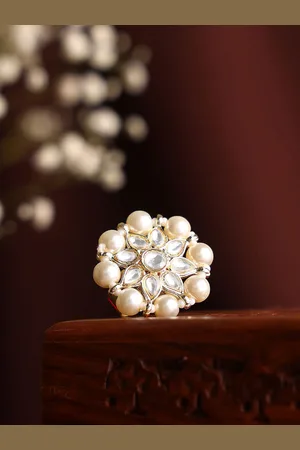 Priyaasi Gold-Plated Kundan Studded Finger Ring