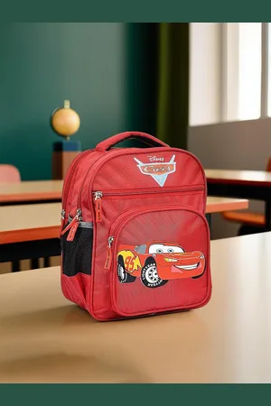 Kuber Industries Unisex Fictional Car 4 Compartment Kids School Bag Fictional Car Backpack