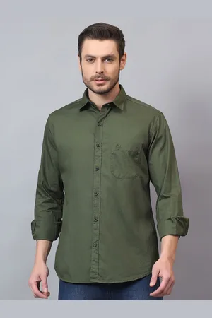 CANTABIL Men Spread Collar Solid Cotton Casual Shirt