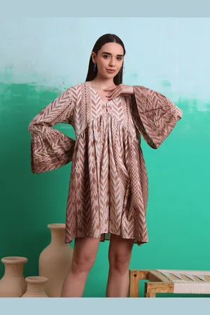 Sangria Printed Cotton Empire Dress