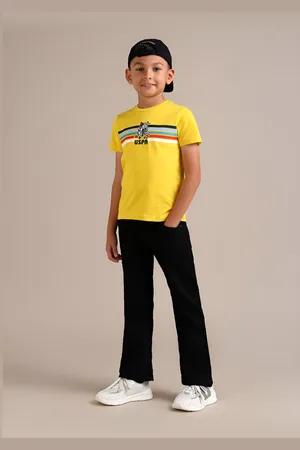 Ralph Lauren Boys Brand Logo Striped Polo Collar Cotton T-shirt
