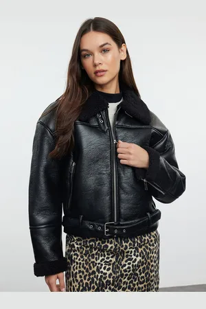 Trendyol Women Crop Leather Jacket