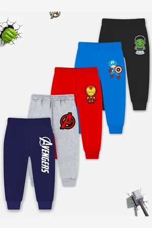 YK Infant Boys Pack Of 5 Printed Cotton Mid-Rise Joggers