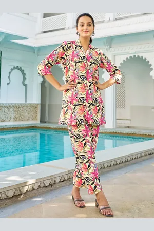 Moda Rapido Floral Printed Lapel Collar Shirt With Trouser