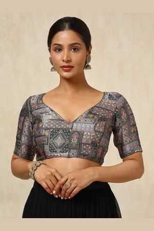 Soch Woven Design V-Neck Padded Saree Blouse