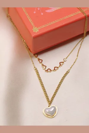 Artklim Gold-Plated Double Layered Heart Shaped Pendant Necklace