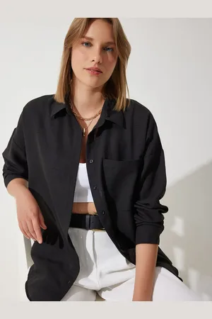 Happiness istanbul Women Relaxed Fit Spread Collar Solid Casual Shirt