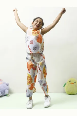 ATHENA S Printed Round Neck Linen Top With Trousers