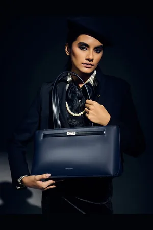 Lino Perros Colourblocked Structured Shoulder Bag with Applique