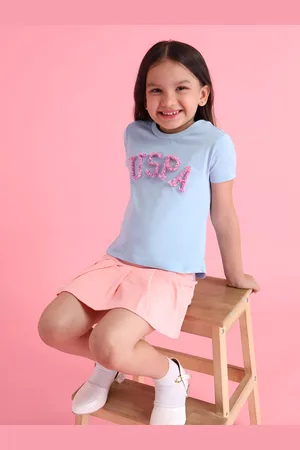 Ralph Lauren Girls Typography Printed Round Neck Cotton T-shirt