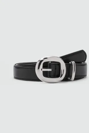 MANGO Women Faux leather Rounded Buckle Belt