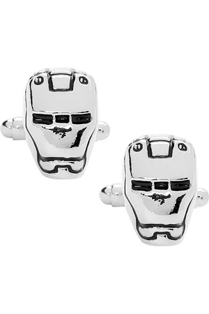 Bodha Men Silver-Toned & Black Quirky Cufflinks