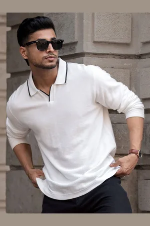 Powerlook Men Solid Polo Collar Cotton T-shirt