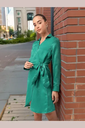 DressBerry Velvet Finish Wrap Tie-Up Mini Dress