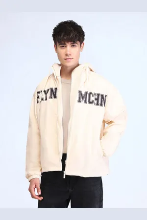 Flying Machine Men Hooded Typography Printed Casual Bomber Jacket