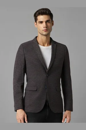 Louis Philippe Self Design Super Slim Single-Breasted Pure Cotton Semiformal Blazer
