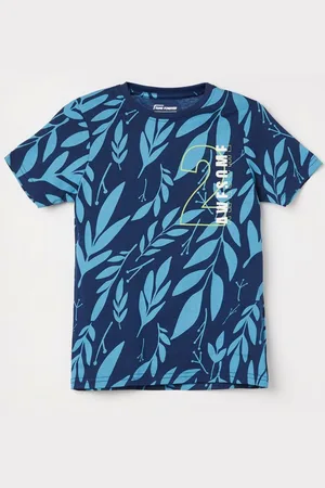 Lifestyle Boys Floral Printed Round Neck Cotton T-shirt