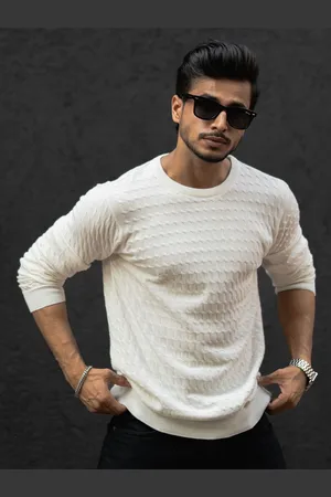 Powerlook Men Self Design Round Neck Cotton T-shirt