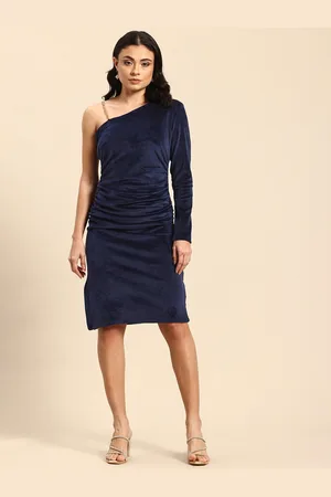 QURVII One Shoulder Velvet Bodycon Dress