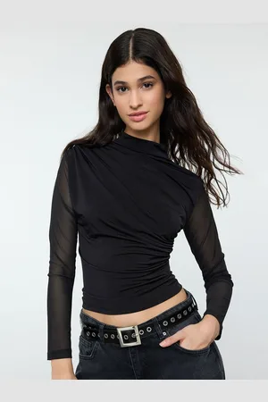 Trendyol Women High Neck Crop Fitted Top