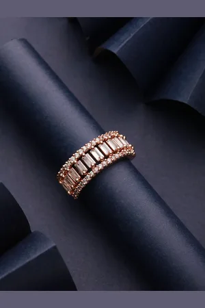 Priyaasi Rose Gold-Plated Artificial Stone Studded Finger Ring