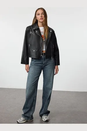 Trendyol Women Crop Leather Jacket