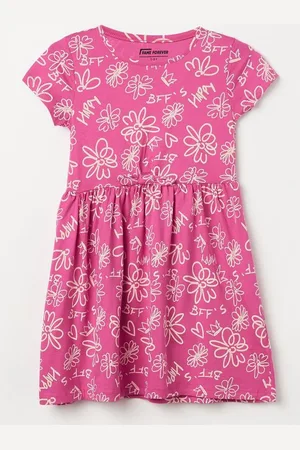 Lifestyle Girls Cotton Floral Printed Fit & Flare Dress