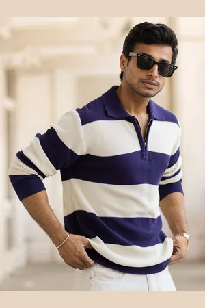 Powerlook Men Striped Pure Cotton T-shirt