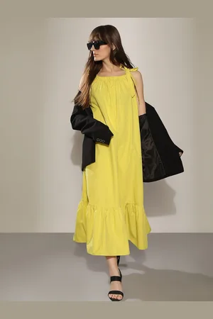 VERO MODA Shoulder Straps Cotton A-Line Midi Dress