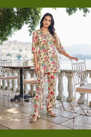 Moda Rapido Floral Printed Lapel Collar Shirt With Trouser