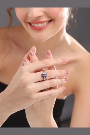 Priyaasi 92.5 Sterling Silver Silver-Plated AD Studded Finger Ring