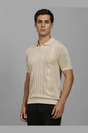 Louis Philippe Men Polo Collar Textured Cotton T-shirt