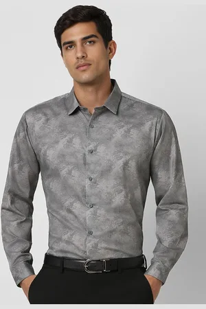 V Dot Men Slim Fit Spread Collar Abstract Printed Cotton Formal Shirt